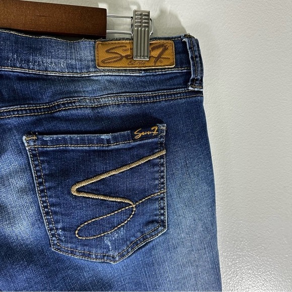 Seven 7 Jeans Distressed Skinny Easy Fit Low Rise Blue Womens Size 10 - Picture 4 of 9